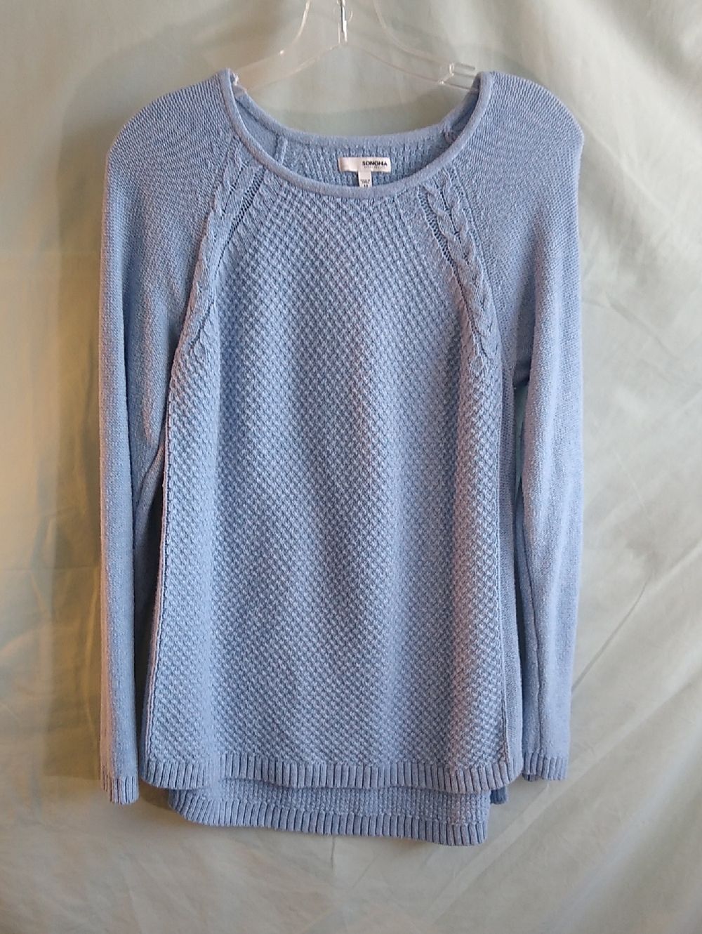 Sonoma M light blue textured crewneck sweater